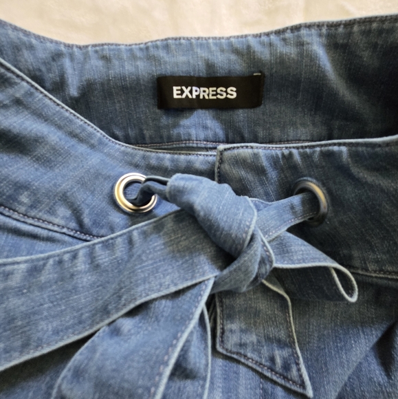 Express Modern Retro Wide Leg Super High Rise Denim Blue Jeans 4 - Picture 9 of 14